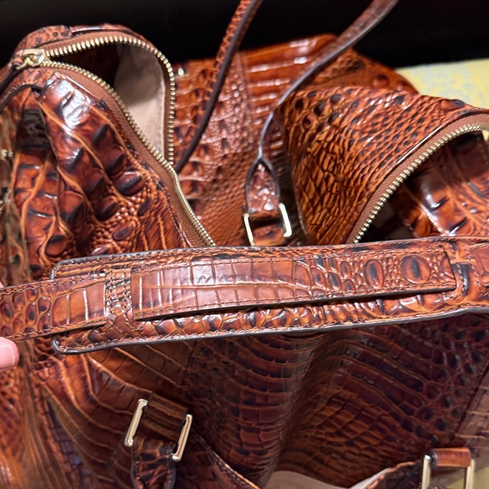 Brahmin Cognac Embossed Croc Leather Tote - Picture 7 of 14